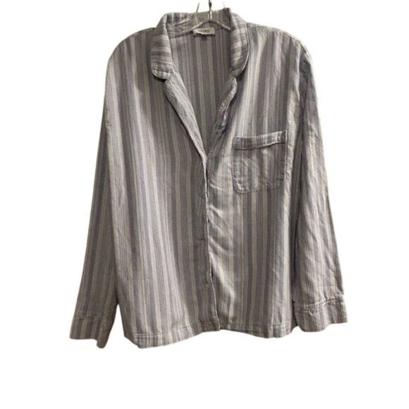 Haven Well Within Women's Striped Pajama Set XL Blue White Organic Cotton - Picture 2 of 14